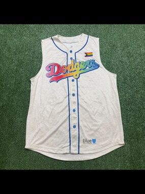 LA Dodgers Pride Jerseys Mens Size M Gray Sleeveless 2026
